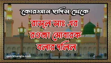 রাসূল সাঃ এর রওজা মোবারক বলার দলিল কোরআন হাদিস থেকে